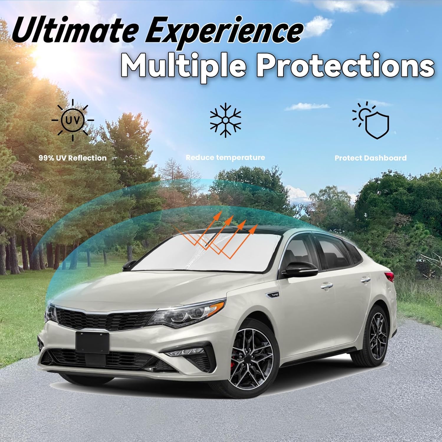 Detalle de PAIMOHO Windshield Sun Shade for KIA Optima 2016-2020