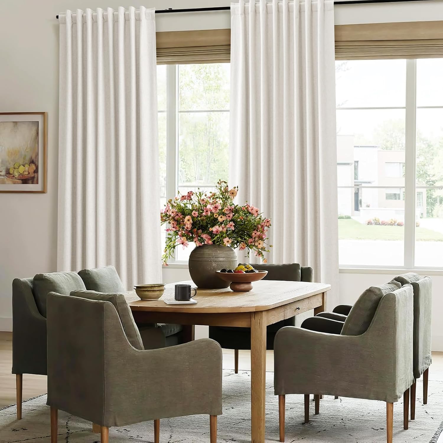 Detalle de Jowels 90 Inch Linen Blackout Curtains 2 Panels 🪟