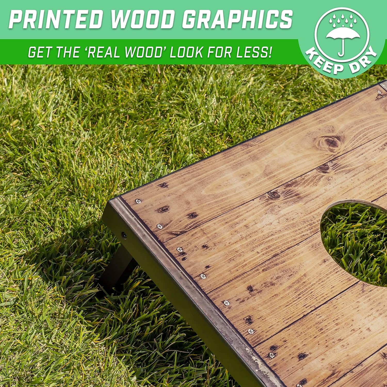 Detalle de GoSports Ensemble de Cornhole de Football personnalisable – 2 planches, 8 poufs et étui