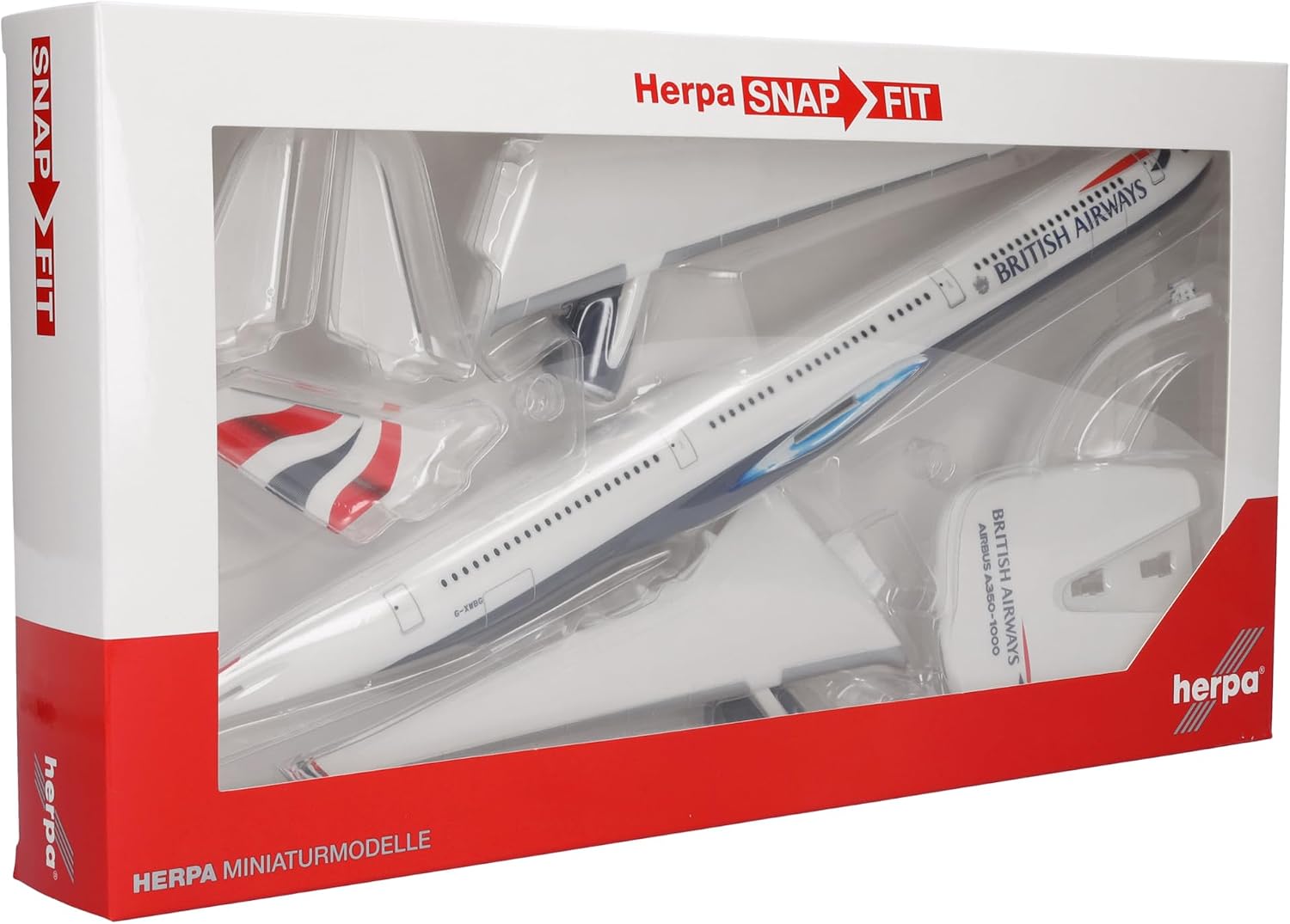 Detalle de Herpa Maquette Avion 1:200 Snap-Fit – Boeing 737-800/British Airways et Airbus A350-1000 G-XWBG
