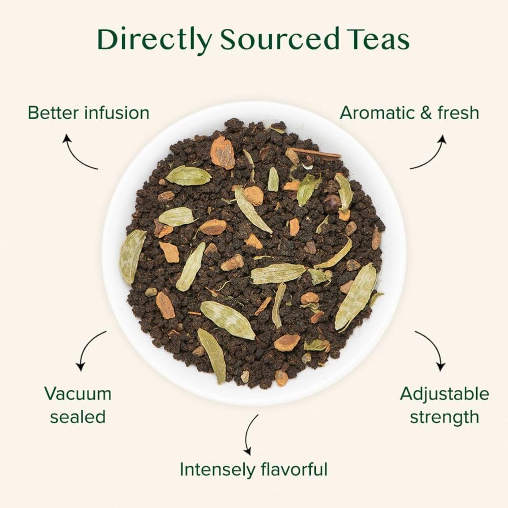 Detalle de VAHDAM Té Chai Masala Doble Especia 🌶️ 100g, 50 Tazas