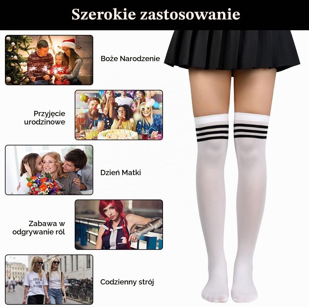 Thumbnail 6 de Aomig C2- Over Knee High Socks-FBA – aksamitne skarpety za kolano w paski