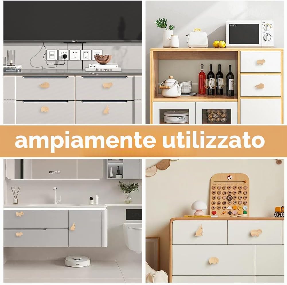 Thumbnail 4 de Aolso: Set di 12 manopole per cassetti in legno con viti incluse – forme animali