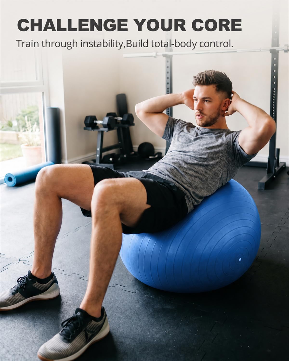 Thumbnail 2 de Trideer TRUS-YBAN-PVFR Exercise Ball, Non-Slip PVC, Royal Blue, 58–65 cm