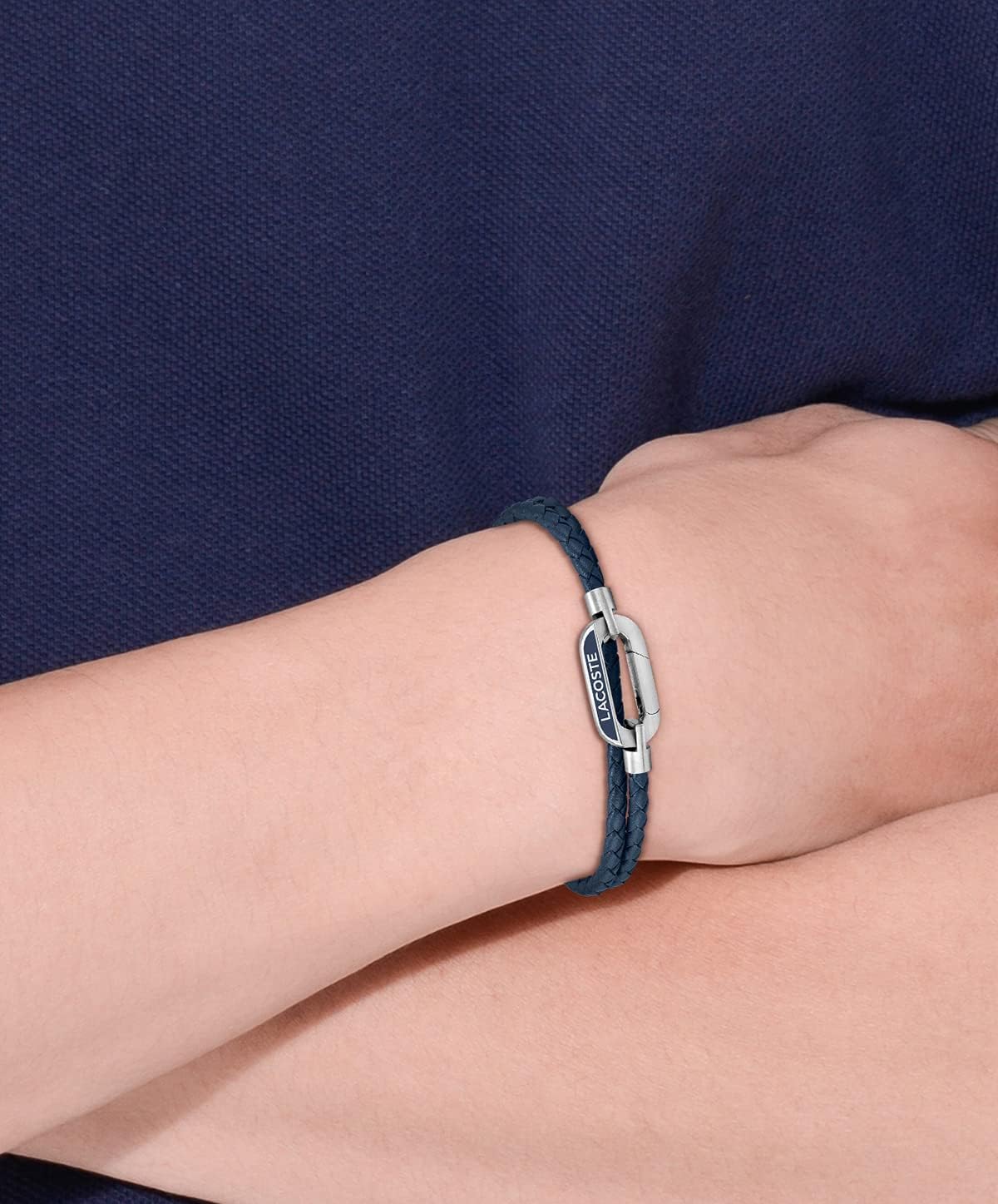 Detalle de Lacoste Lederarmband Herren STARBOARD – Blau, Grün oder Braun, doppelt gewickelt