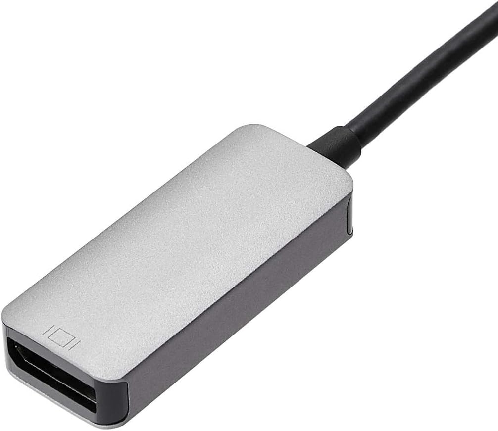 Detalle de Amazon Basics Aluminum USB-C (Source) to DisplayPort Adapter (4K@60Hz) – Thunderbolt 3 Compatible