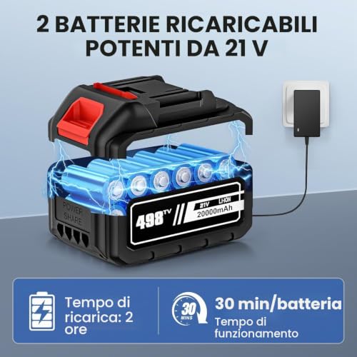 Detalle de Idropulitrice a Batteria Purova 60 Bar, 21V, 4,0 Ah – kit completo