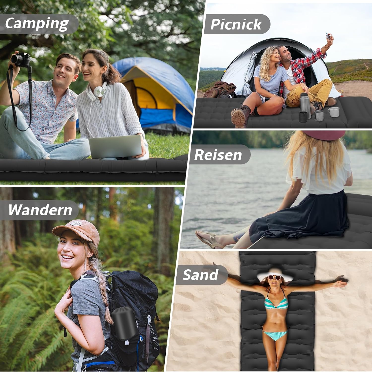 Thumbnail 6 de CIXMUS Aufblasbare Isomatte Camping mit Fußpumpe und Kopfkissen, 12 cm Dicke – Ultraleicht, kompakt und koppelfähig