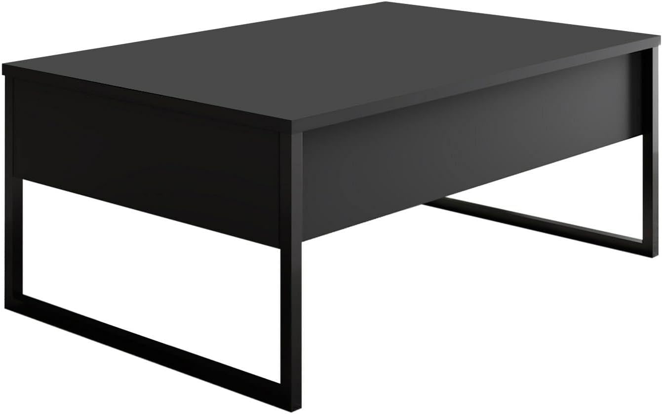 Detalle 2 de Dmora Couchtisch Canis 90x60x40 cm – Schwarz mit Zeitungsfach