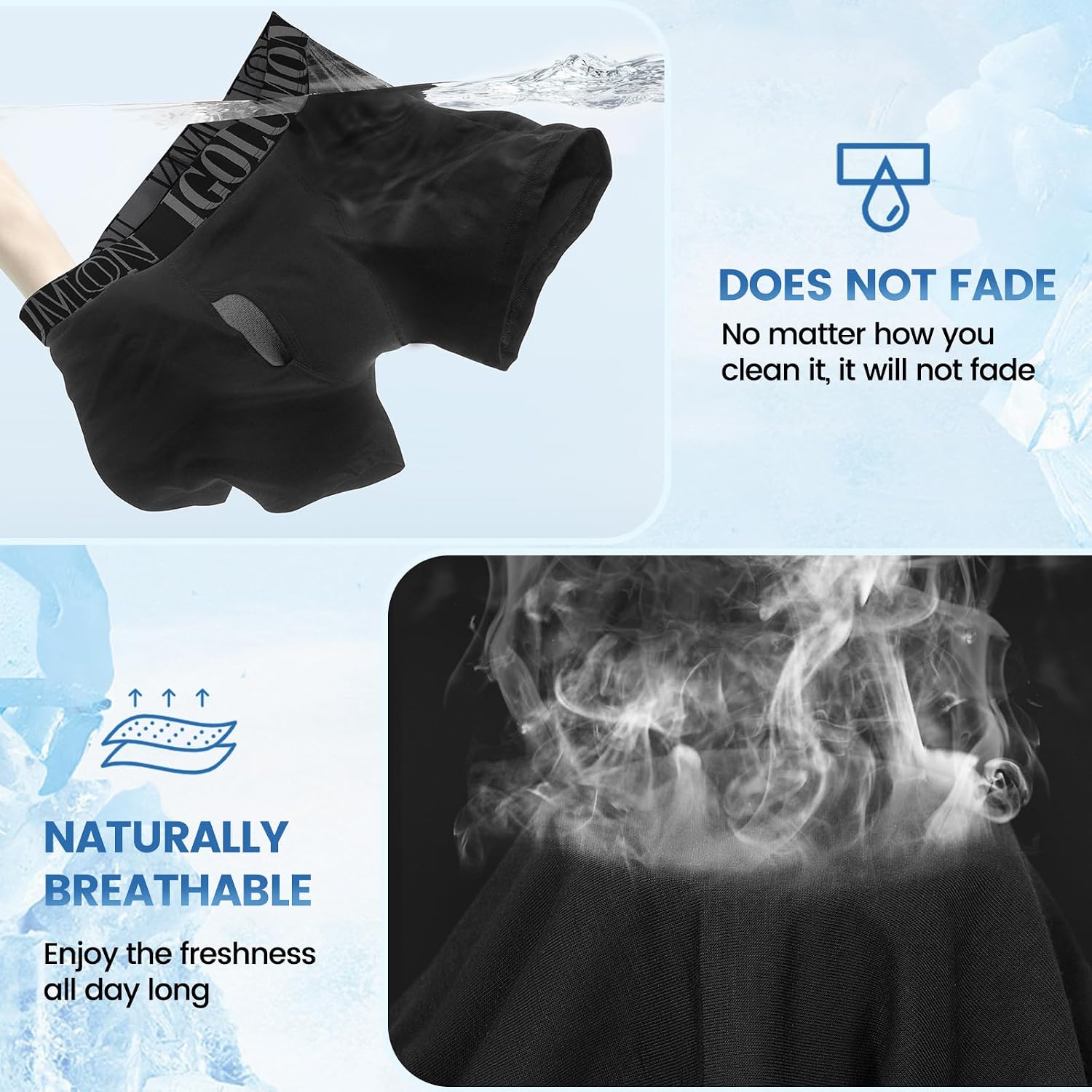 Detalle 2 de IGOLUMON Bamboo men’s boxers shorts multipack with fly (95% bamboo rayon)
