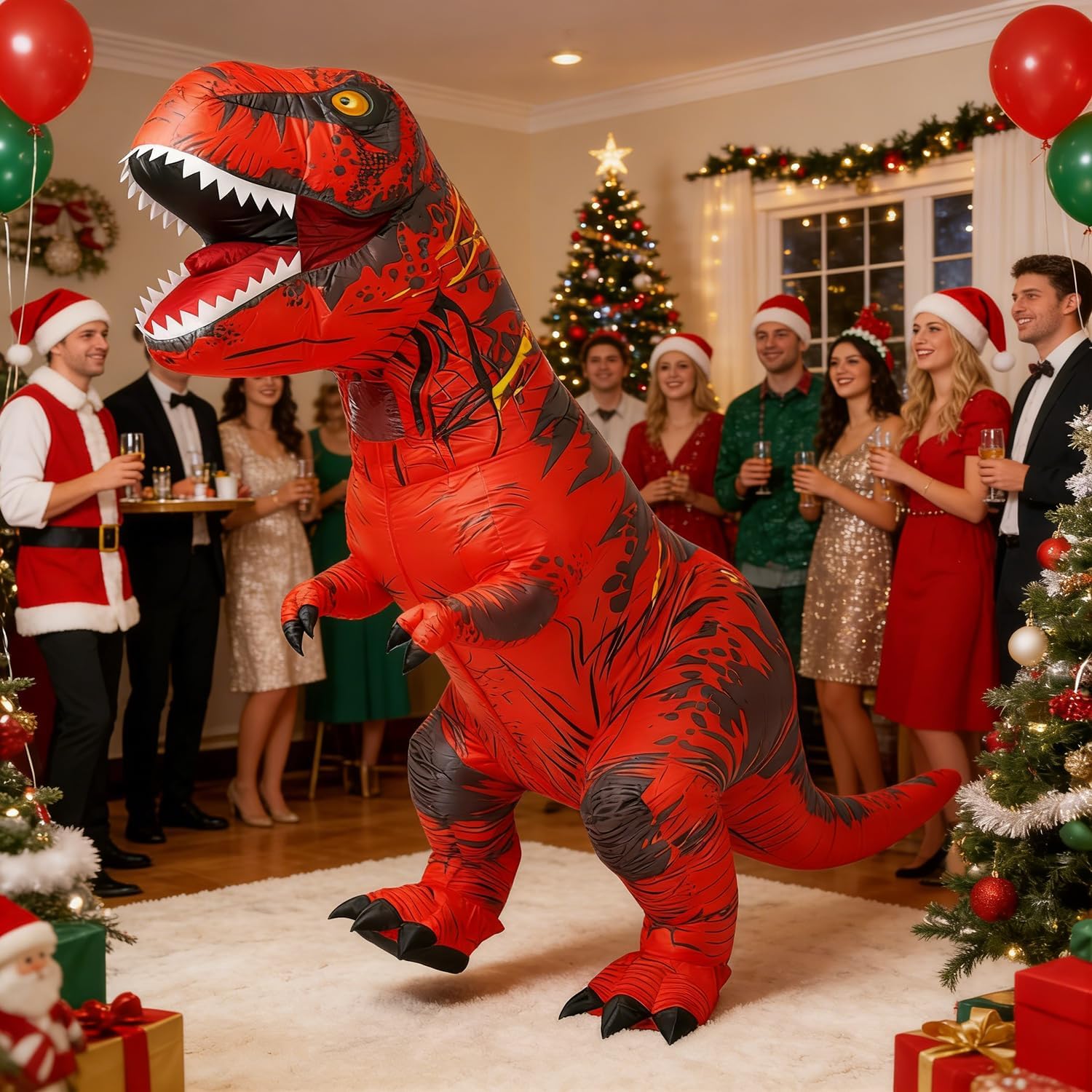Detalle de JASHKE Inflatable Dinosaur Costume Adult: Red T-Rex Suit for Halloween and Fancy Dress