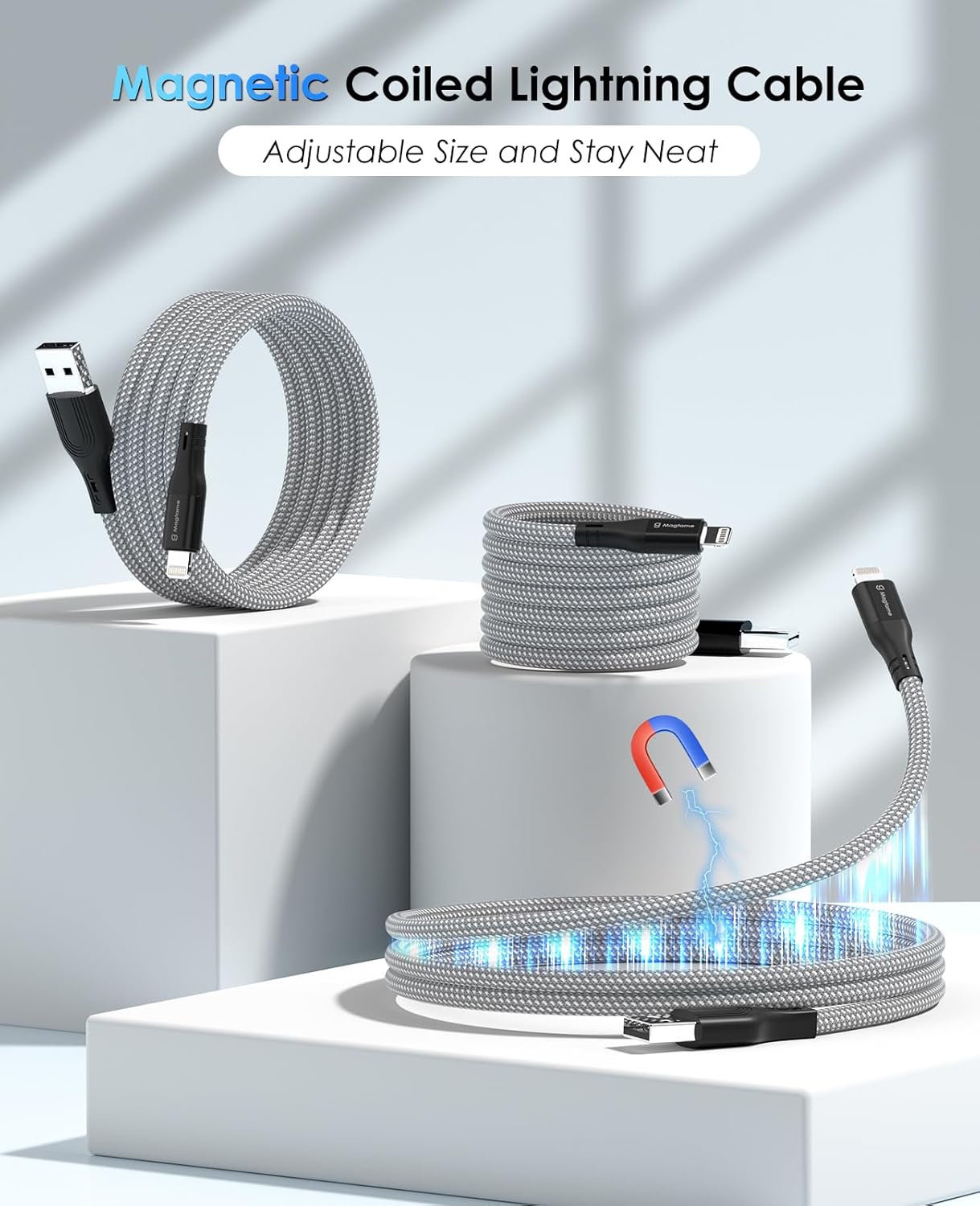 Thumbnail 1 de Magtame Cable Lightning Magnético 1,5m – Carga Rápida ⚡