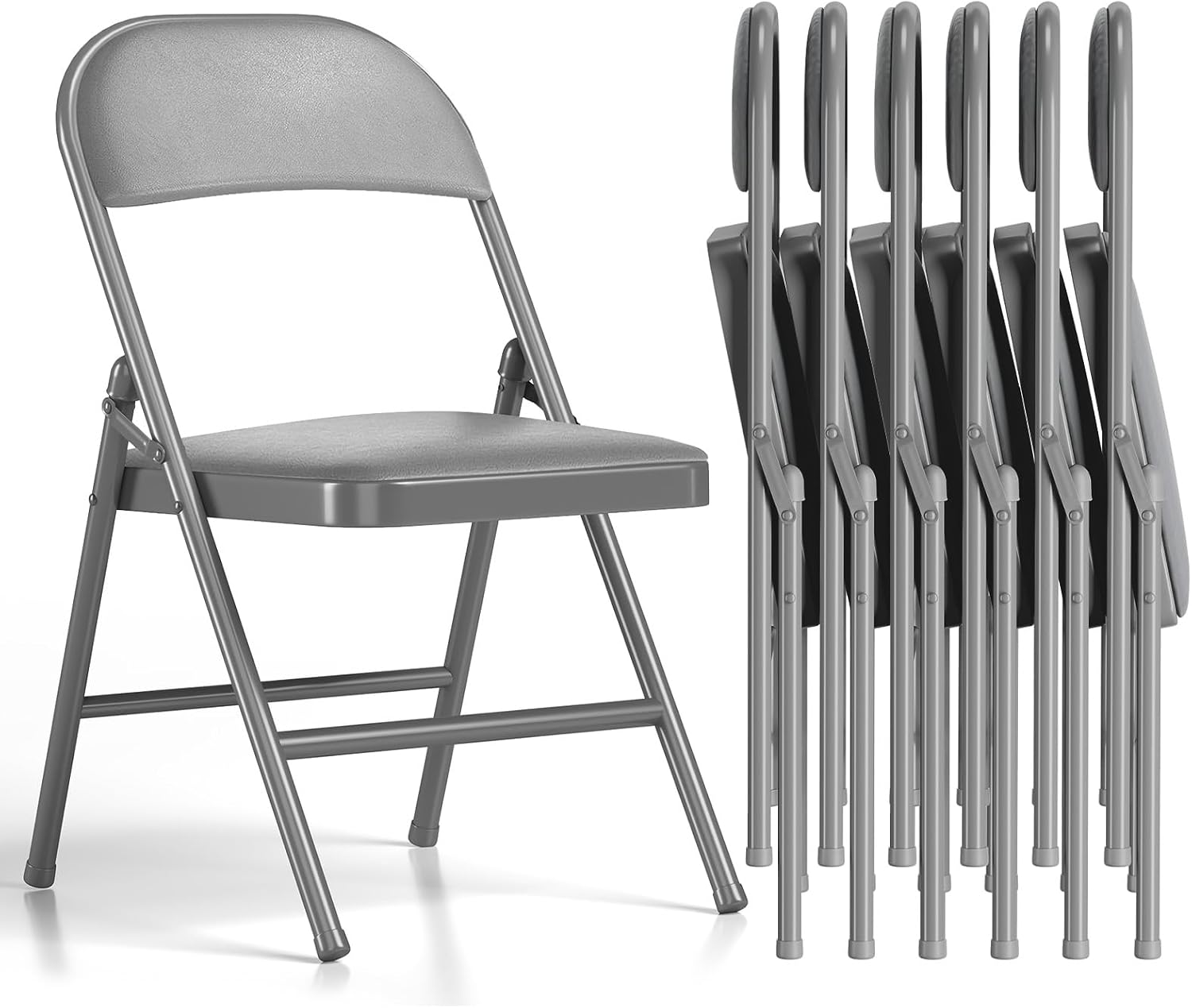 Set di 6 sedie pieghevoli imbottite in grigio Asdsed, portata fino a 160 kg