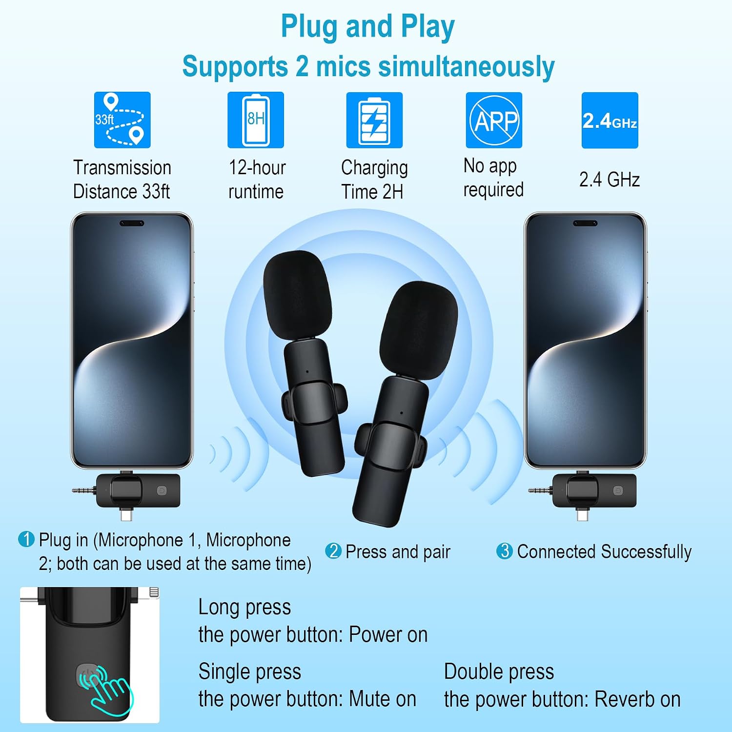 Detalle de DMYWB ZH0003-A1 Vlogging Kit with 71-Inch Tracking Tripod, 2 Lights & 2 Mics