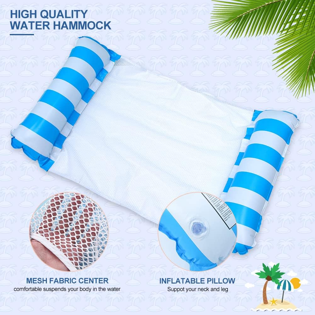 Detalle de HALOVIE 2 Pack Inflatable Pool Floats Hammock 4-in-1 Multi-Purpose with Air Pump and 2 Waterproof Phone Pockets
