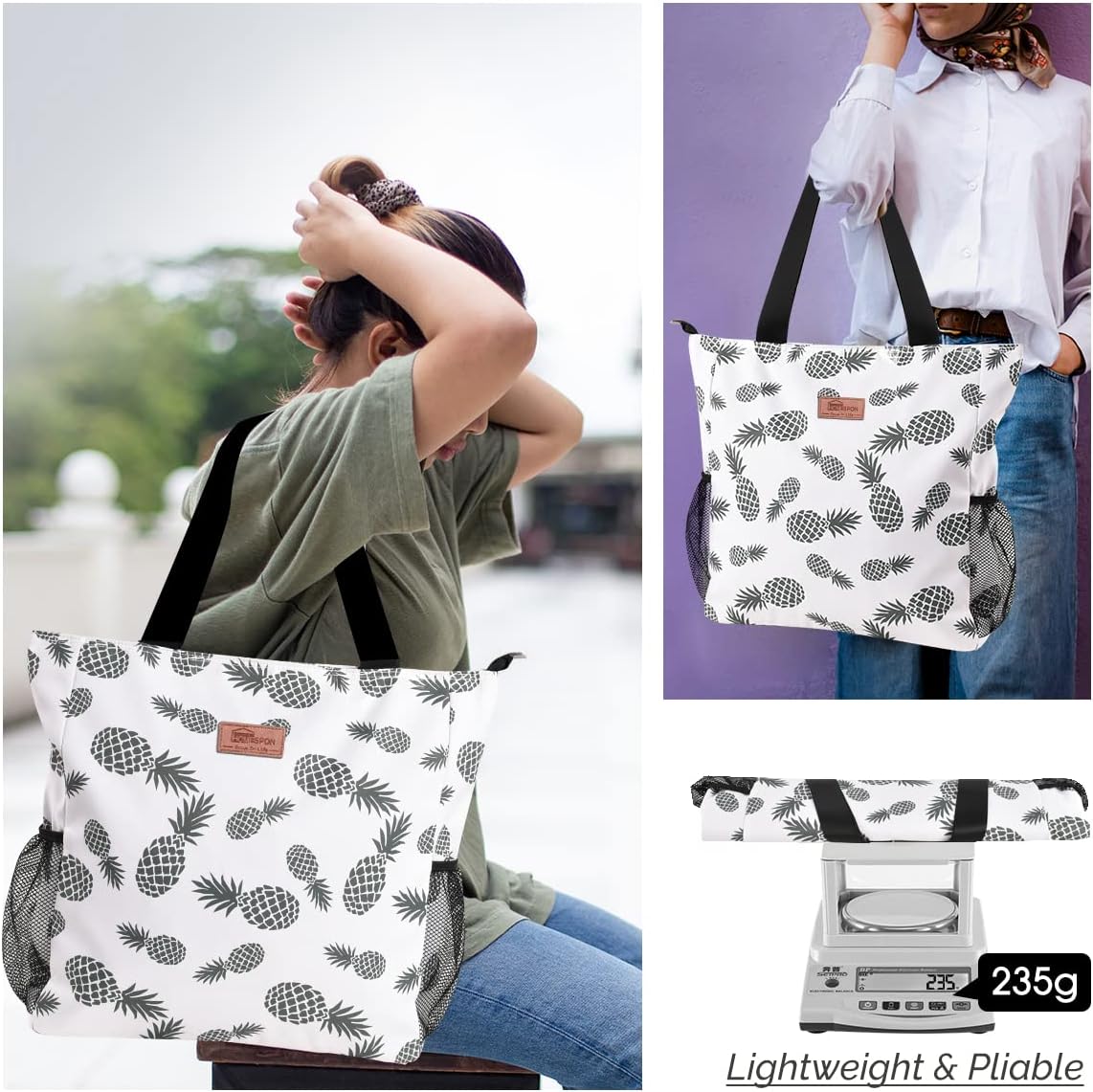 Thumbnail 1 de HOMESPON Large Waterproof Beach Tote Bag with Zip & Pockets – for Women