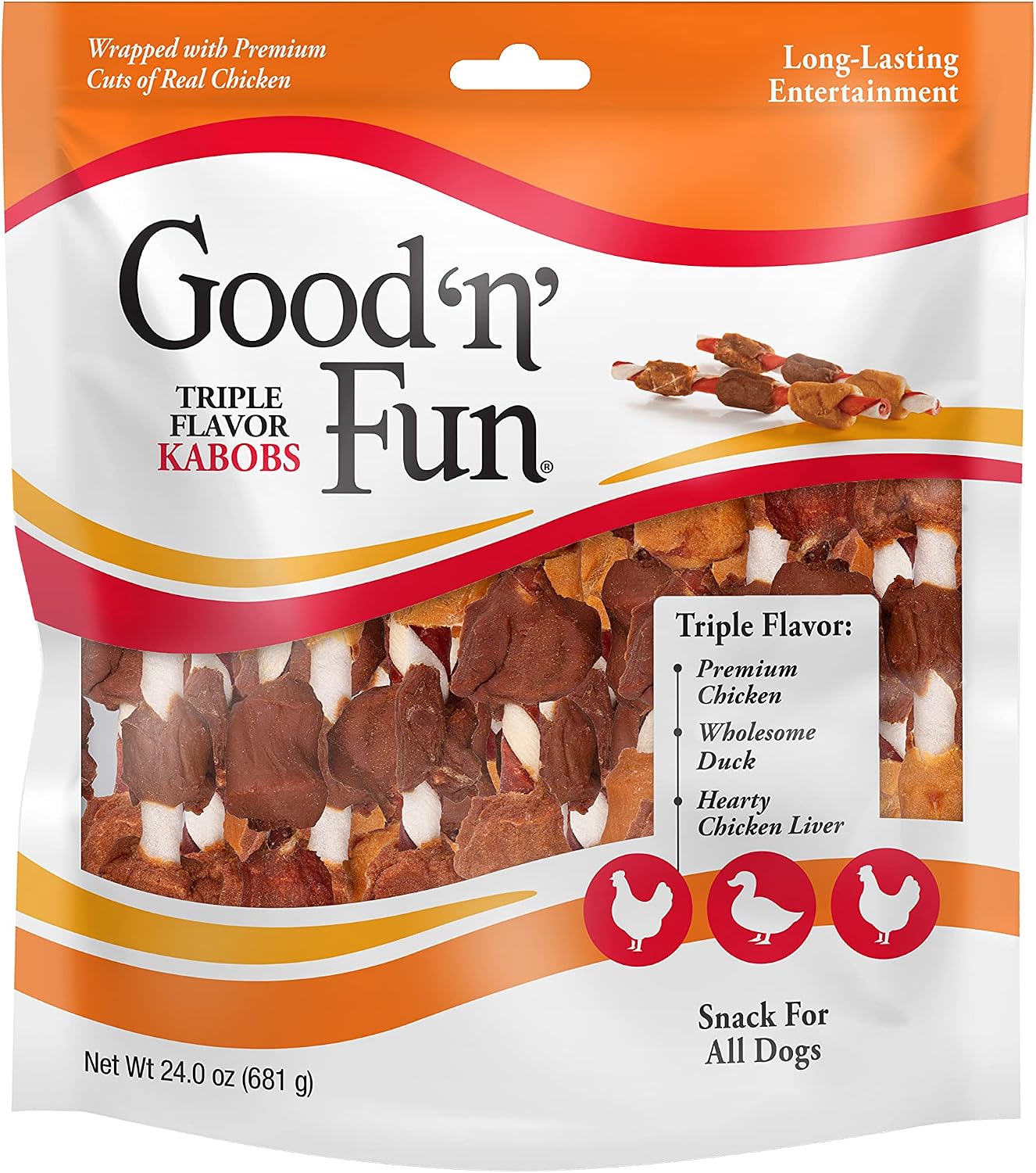 Detalle de Good 'n' Fun Kabobs Long-Lasting Dog Treat Made With Real Protein, 24 oz