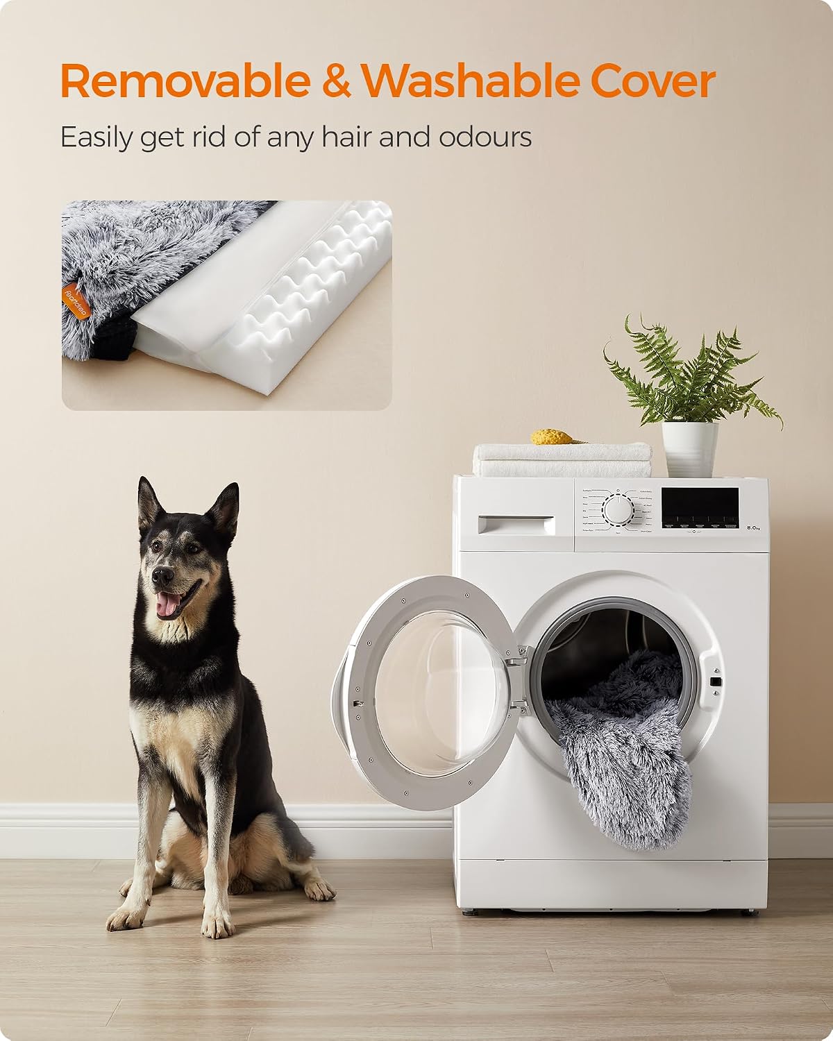 Thumbnail 6 de Feandrea PGW233G01 Fluffy Dog Bed, Egg-Crate Foam and Raised Sides