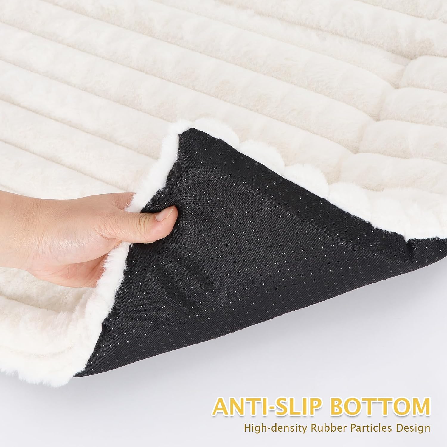 Detalle 2 de BVAGSS Flauschiges orthopädisches Hundebett XH082 (75x50 cm, weiß) – waschbar & rutschfest