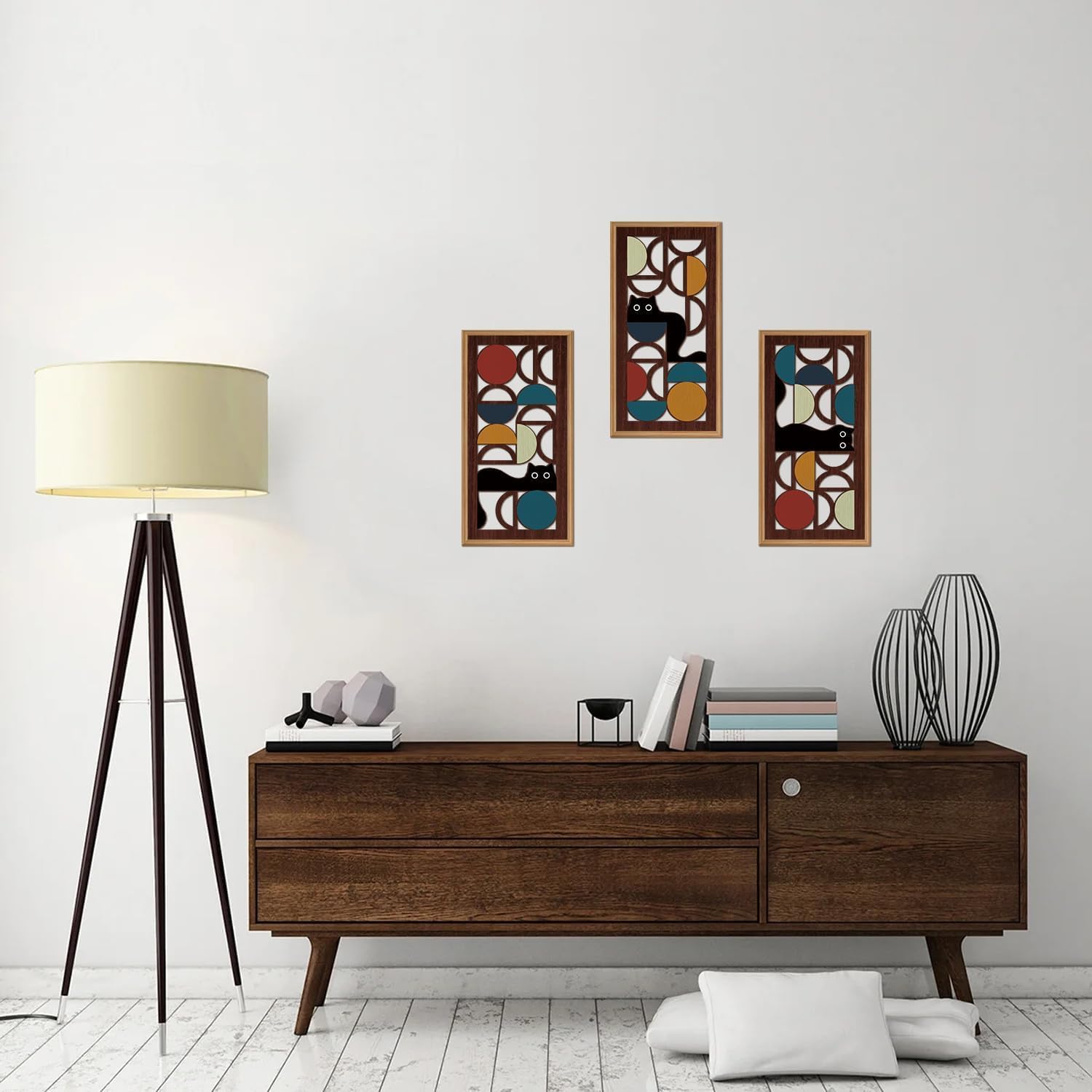 Thumbnail 5 de ANHUIB 3 Pcs Boho Black Cat Wall Decor 20x40cm 🖼