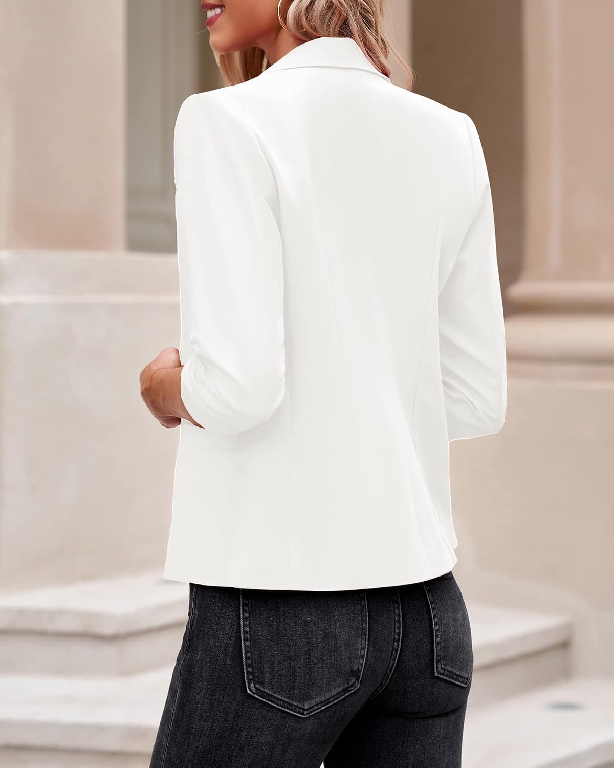 Detalle 2 de LookbookStore Women’s 3/4 Sleeve Blazer Suit Jacket for Work & Business Casual