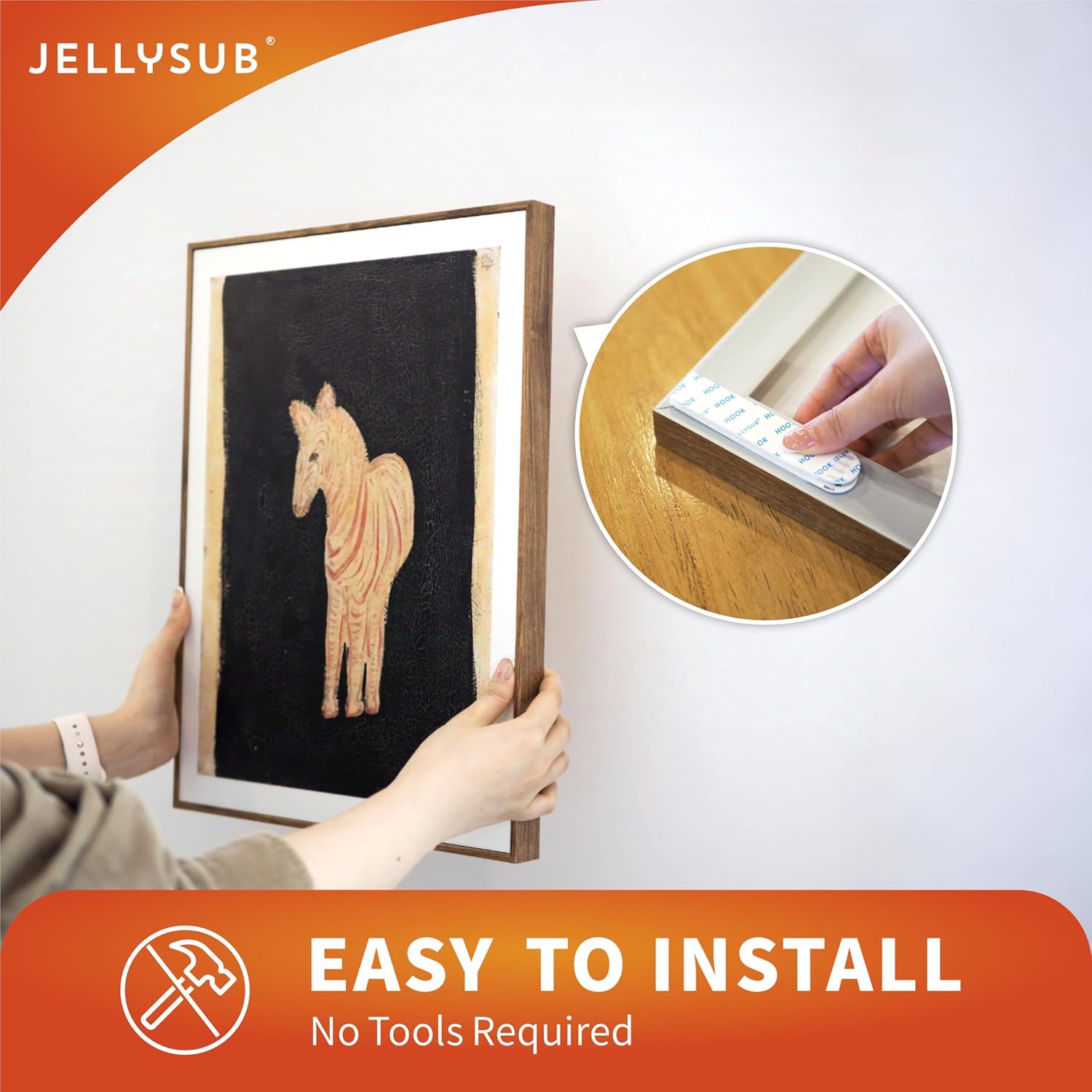 Detalle 2 de JELLYSUB 60-Pairs (120 Strips) Heavy-Duty Picture Hanging Strips with Hook & Loop Adhesive