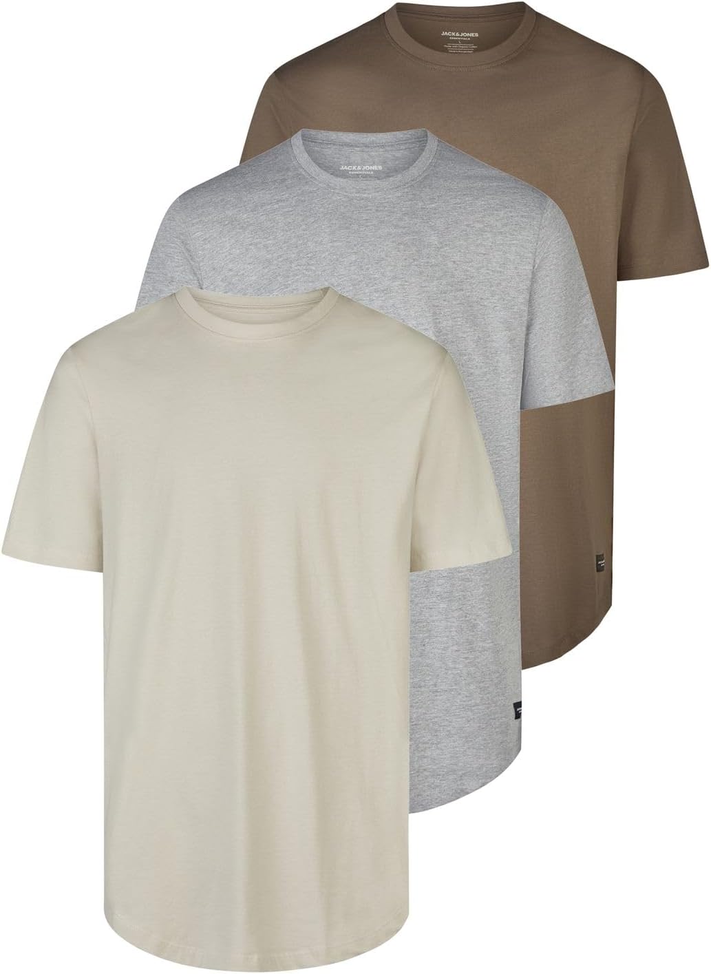 Thumbnail 6 de Jack & Jones Herren T-Shirt 3er-Set Regular Fit aus Bio-Baumwolle (Rundhals, lang geschnitten)