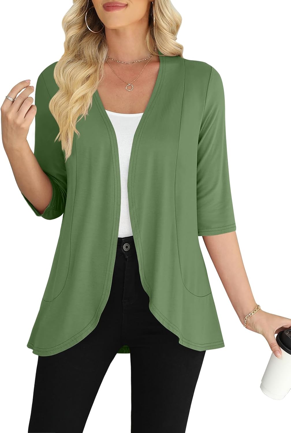 Thumbnail 6 de Yincro Women's Casual 3/4 Sleeve Lightweight Cardigan