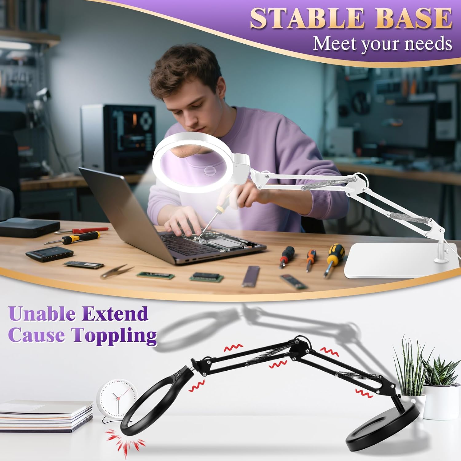 Detalle de Lighted Magnifying Glass with Stand, 5-Inch Lens