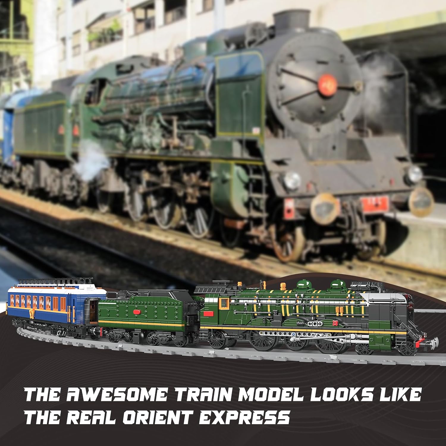 Detalle de Mould King WX12025 Orient Express-stoomlocomotief met ledverlichting en bediening
