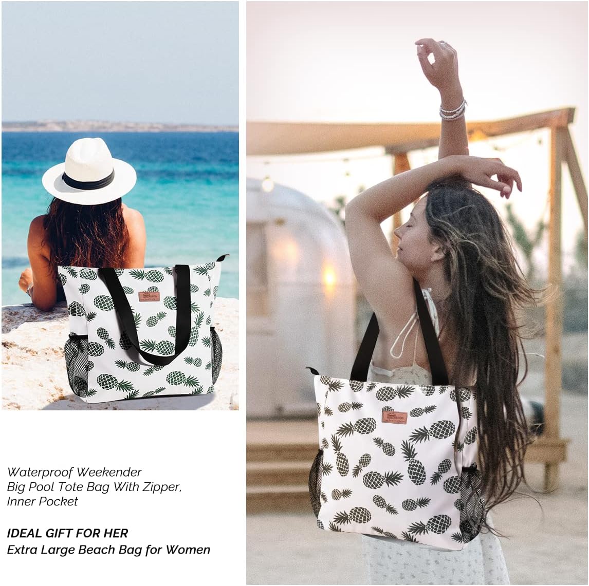 Thumbnail 6 de HOMESPON Large Waterproof Beach Tote Bag with Zip & Pockets – for Women