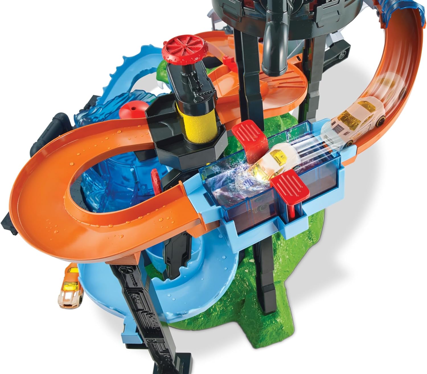 Detalle de Hot Wheels City Station de Lavage Ultime, Coffret avec Pistes Color Shifters et Alligator Géant (FTB67)