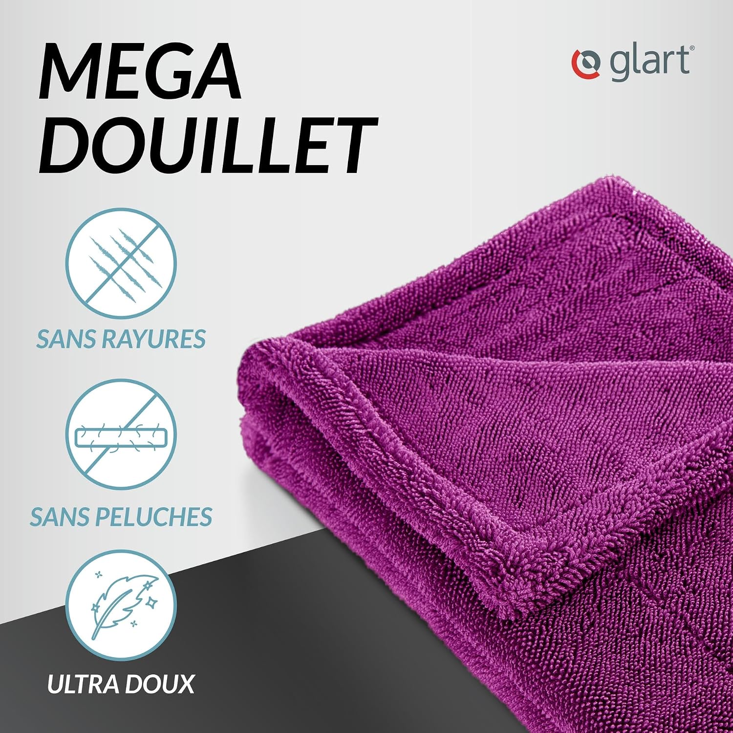 Detalle 2 de Glart 44TW6P Twist: Serviette de Séchage Auto XXL (60x40 cm) en Microfibre ultrabsorbante