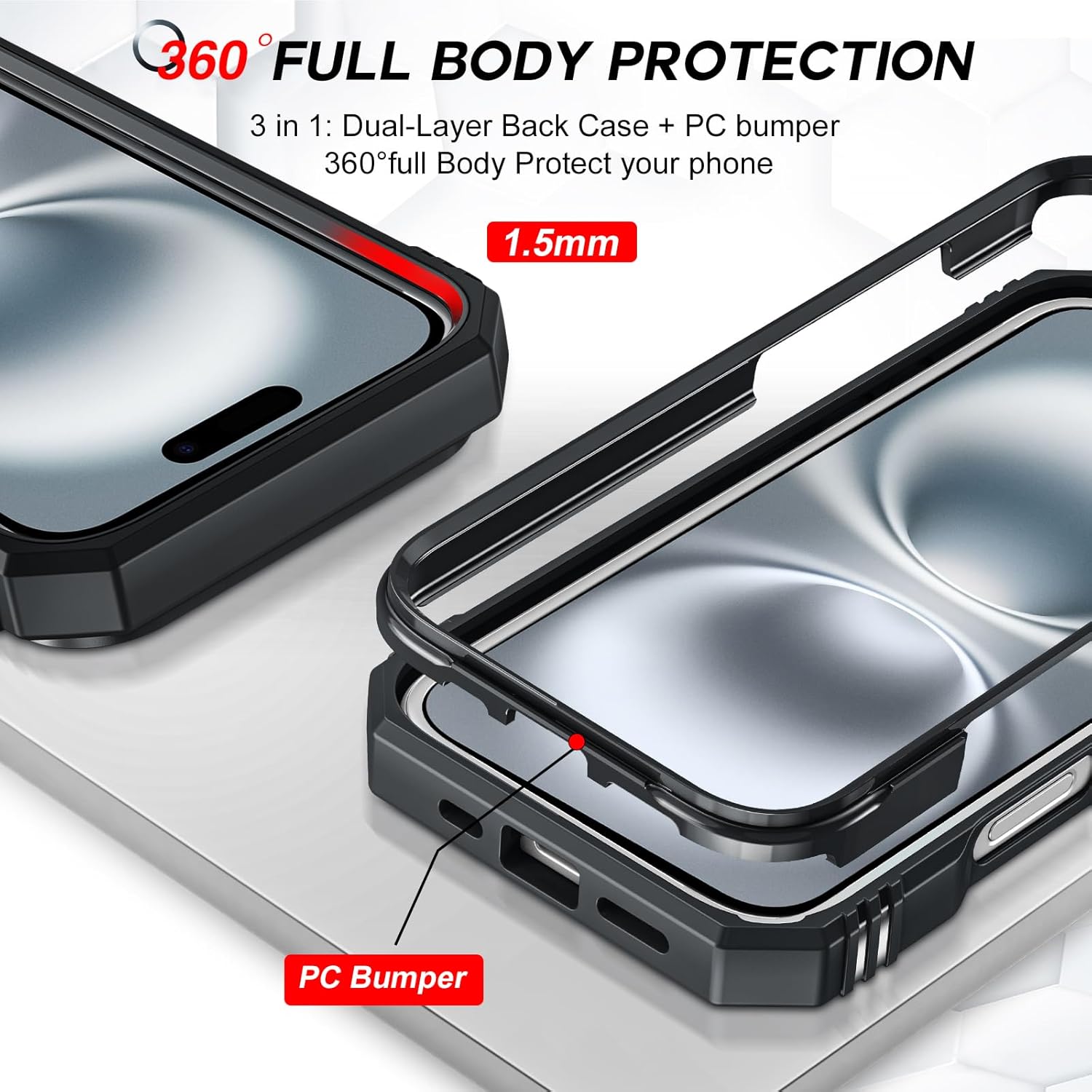 Thumbnail 5 de LeYi iPhone 16 Case 360° Protection