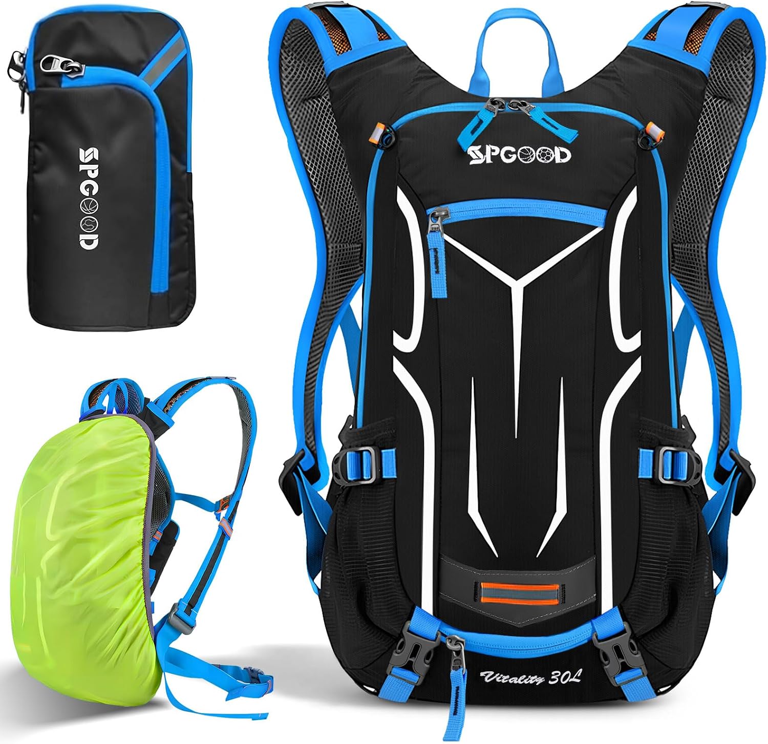 SPGOOD Fahrradrucksack mit Trinksystem-Kompatibilität, Regenschutz & Helmabdeckung (20/25/30 l)