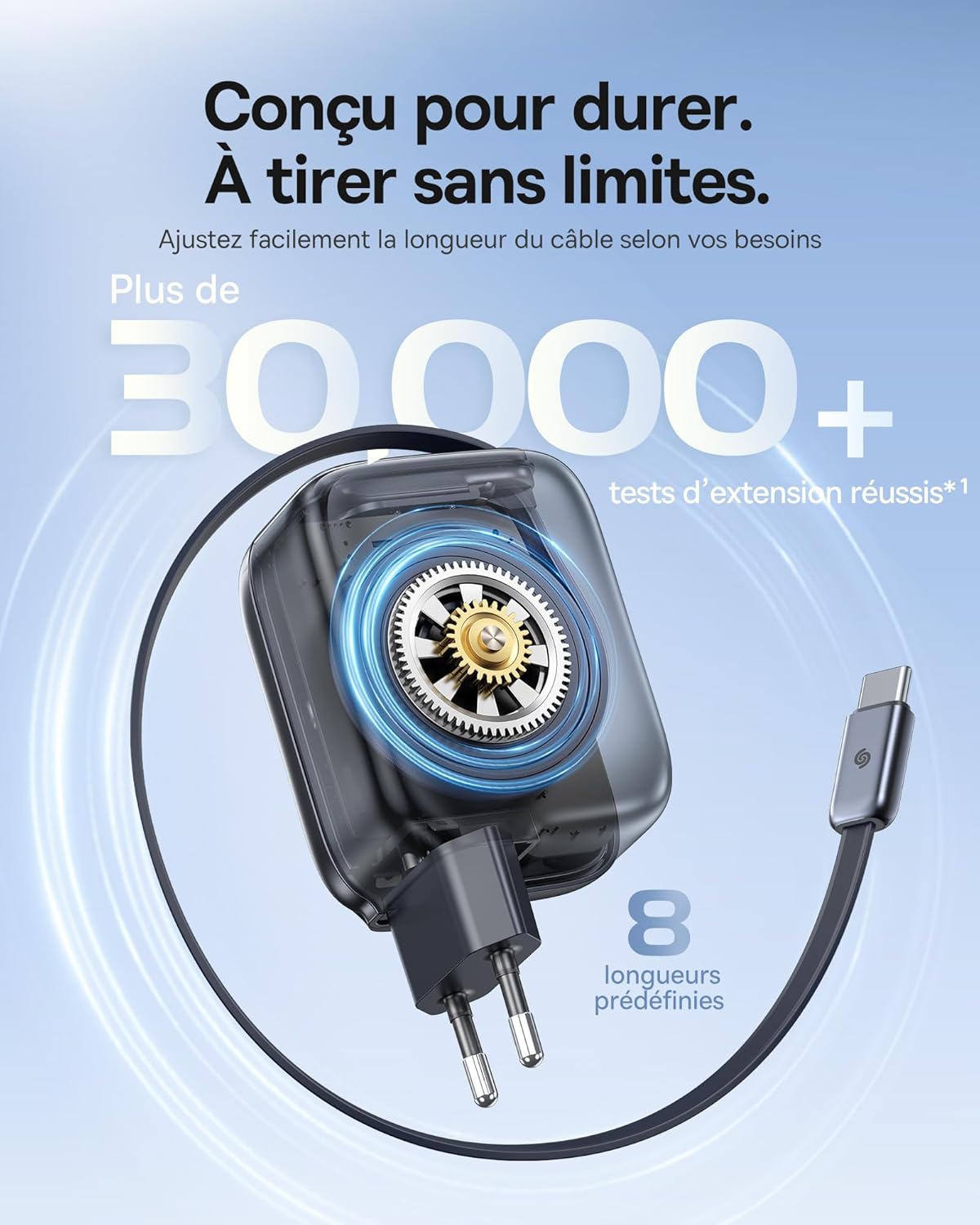 Thumbnail 6 de Chargeur USB‑C 45W Baseus Enercore avec câble intégré – charge rapide et rétractable