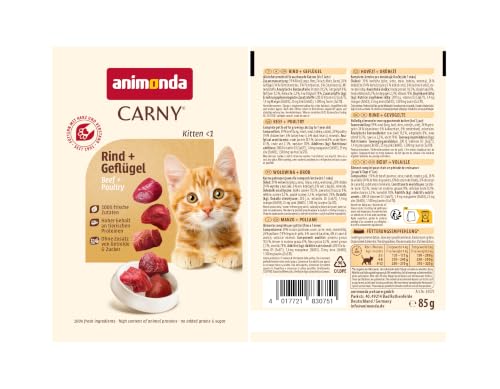 Detalle 2 de Animonda Carny Kitten Nassfutter Rind + Geflügel – Packung 12 × 85 g