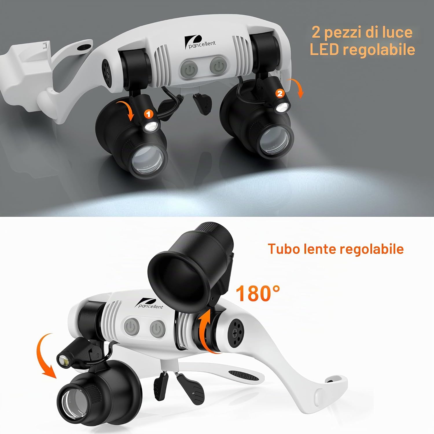 Thumbnail 2 de Pancellent lente d’ingrandimento per riparazione orologi con 4 lenti staccabili, 2 LED e pinzette di precisione antistatiche
