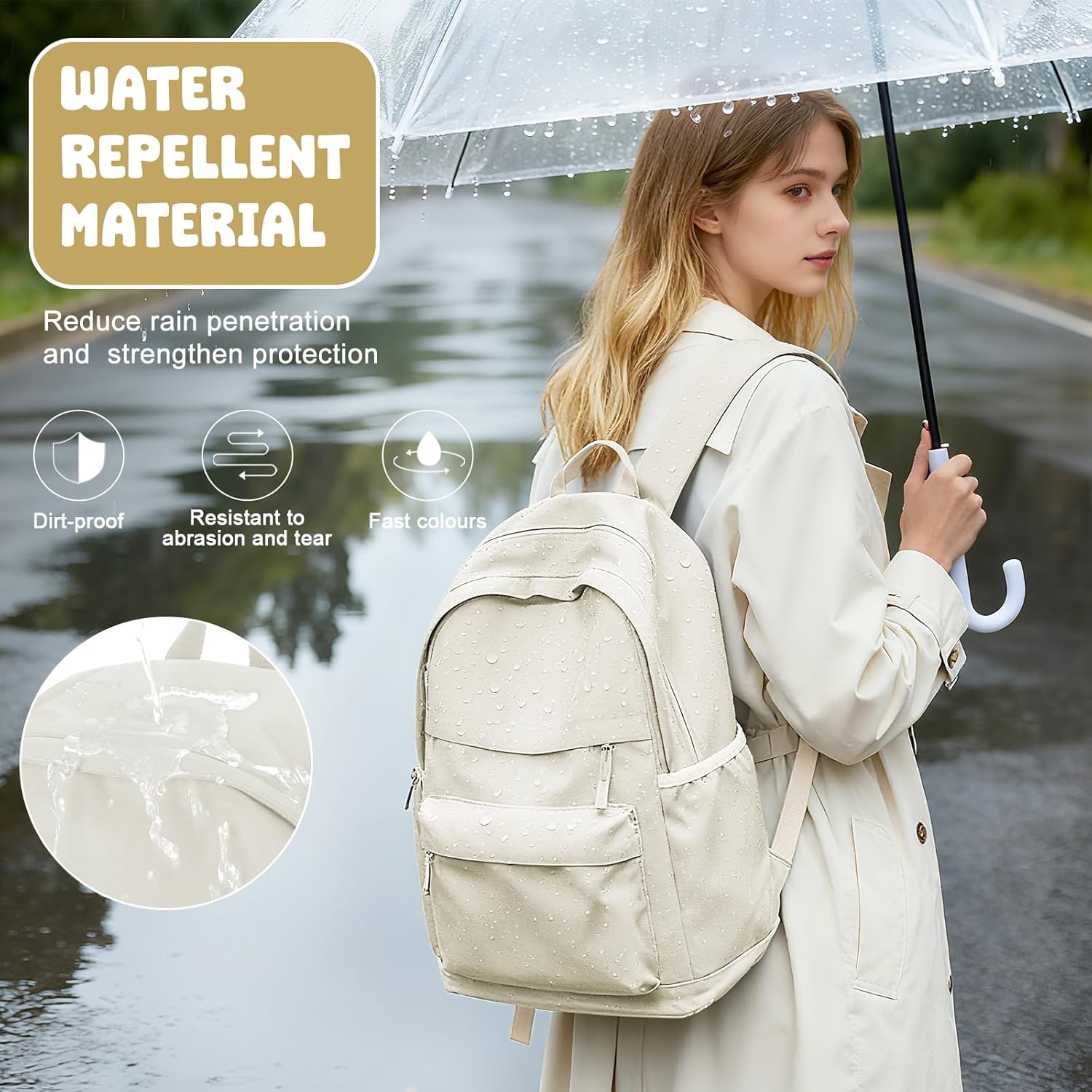 Detalle 2 de Lightweight School Travel Water Resistant Rucksack Backpack
