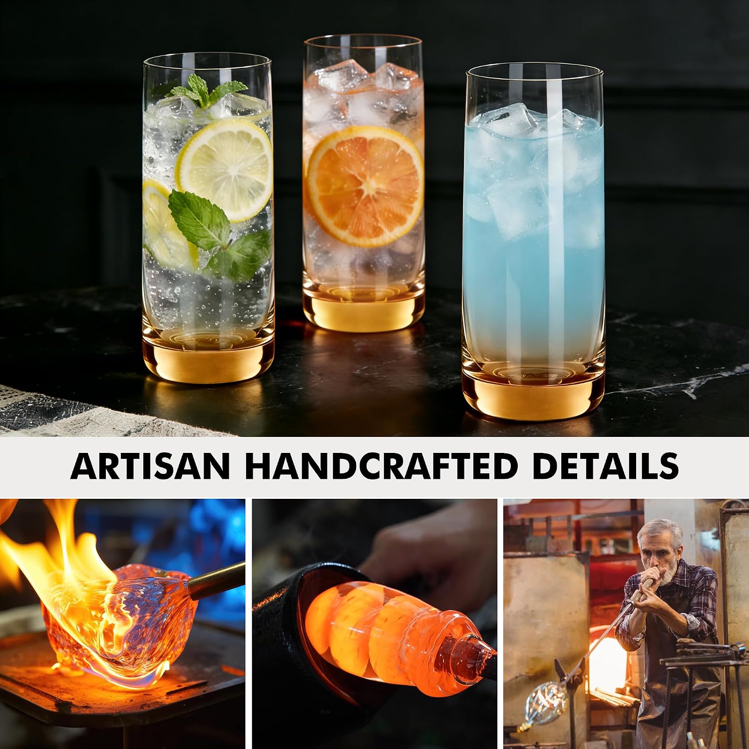 Thumbnail 6 de GLAZVIA Amber Highball Glasses, Set of 6, 13oz, Dishwasher-Safe