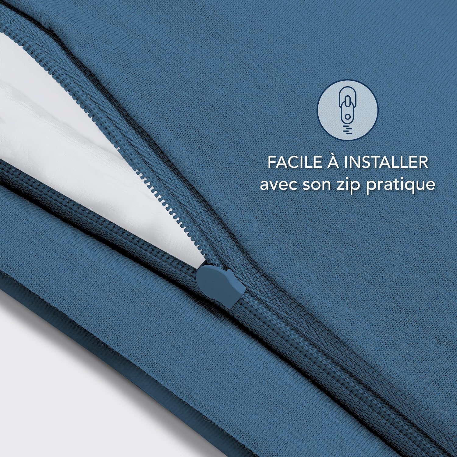 Detalle de Dreamzie Taie Oreiller 80x80 cm – Lot de 4, coton jersey 150 GSM, certifiée OEKO-TEX, Bleu