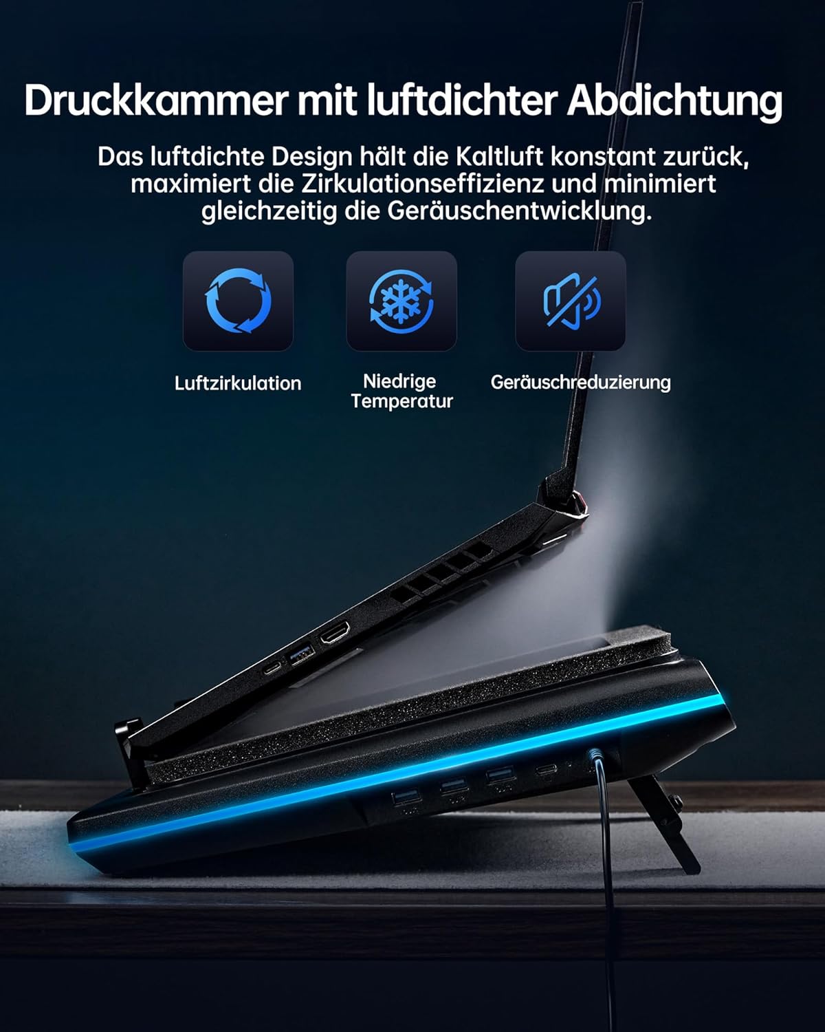 Thumbnail 3 de llano V12 Ultra Laptop Cooler: Kühlpad mit Turbo-Lüfter, RGB und intelligenter Temperatursteuerung