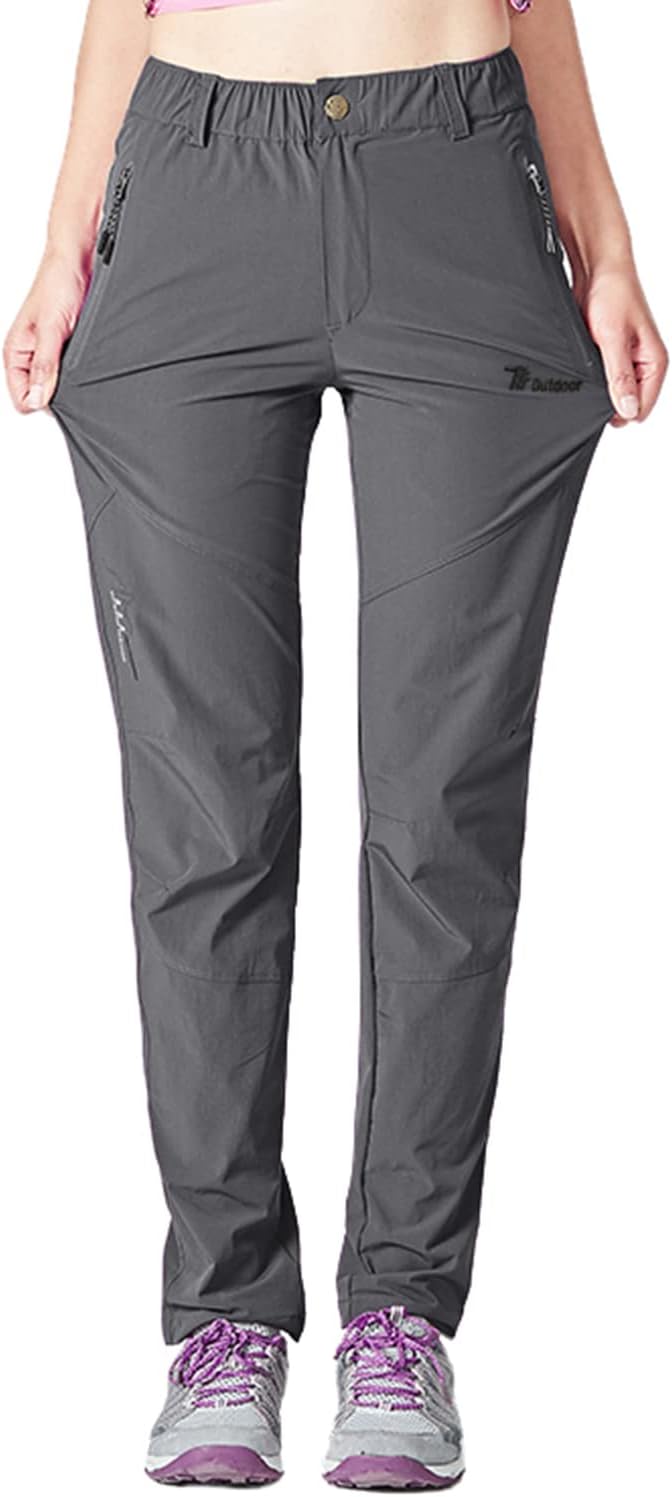Detalle 2 de YSENTO Damen-Wanderhose wasserdicht, schnelltrocknend & Stretch – Outdoorhose mit Reißverschlusstaschen
