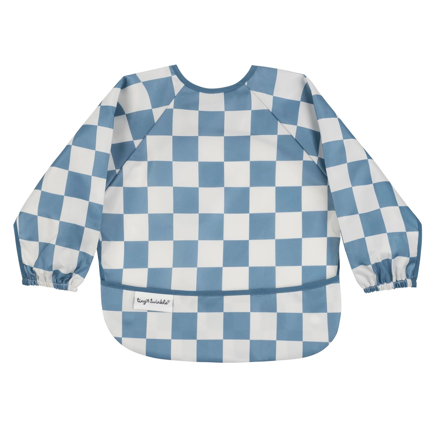 Tiny Twinkle Long Sleeve Bib, Waterproof Polyester, Checkers Blue, 6–24M