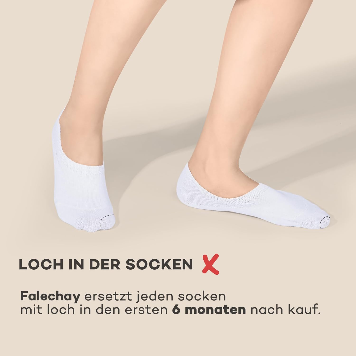 Thumbnail 3 de Falechay – Lot de 8 paires de chaussettes basses coton (femme/homme), soquettes invisibles antidérapantes