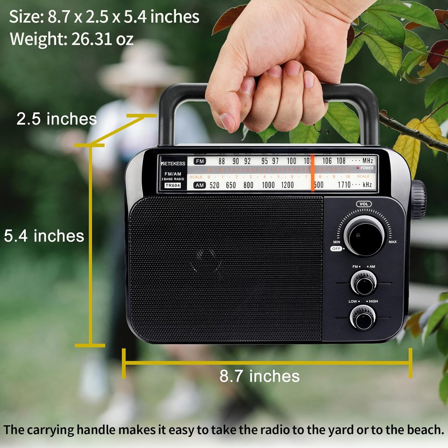 Thumbnail 3 de Retekess TR604 AM/FM Radio with Large Dial, Dual Power, and Earphone Jack
