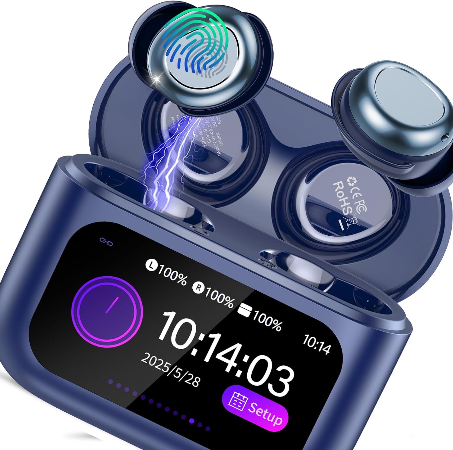 Detalle de ZYHKON Bluetooth-Schlafkopfhörer In-Ear (Bluetooth 5.4) mit Touch, bis zu 48 Stunden Laufzeit – blau