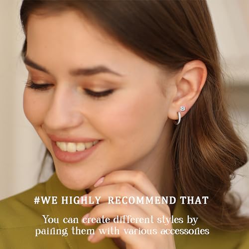 Detalle de EXGOX Sterling Silver Stud Earrings – 5 Pairs of Hypoallergenic 925 Silver Hearts, Balls and Cubic Zirconia