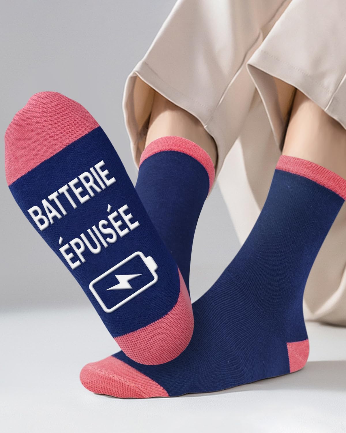 Detalle 1 de Obidodi grappige damessokken met antislip en humorboodschap, maat 37-42