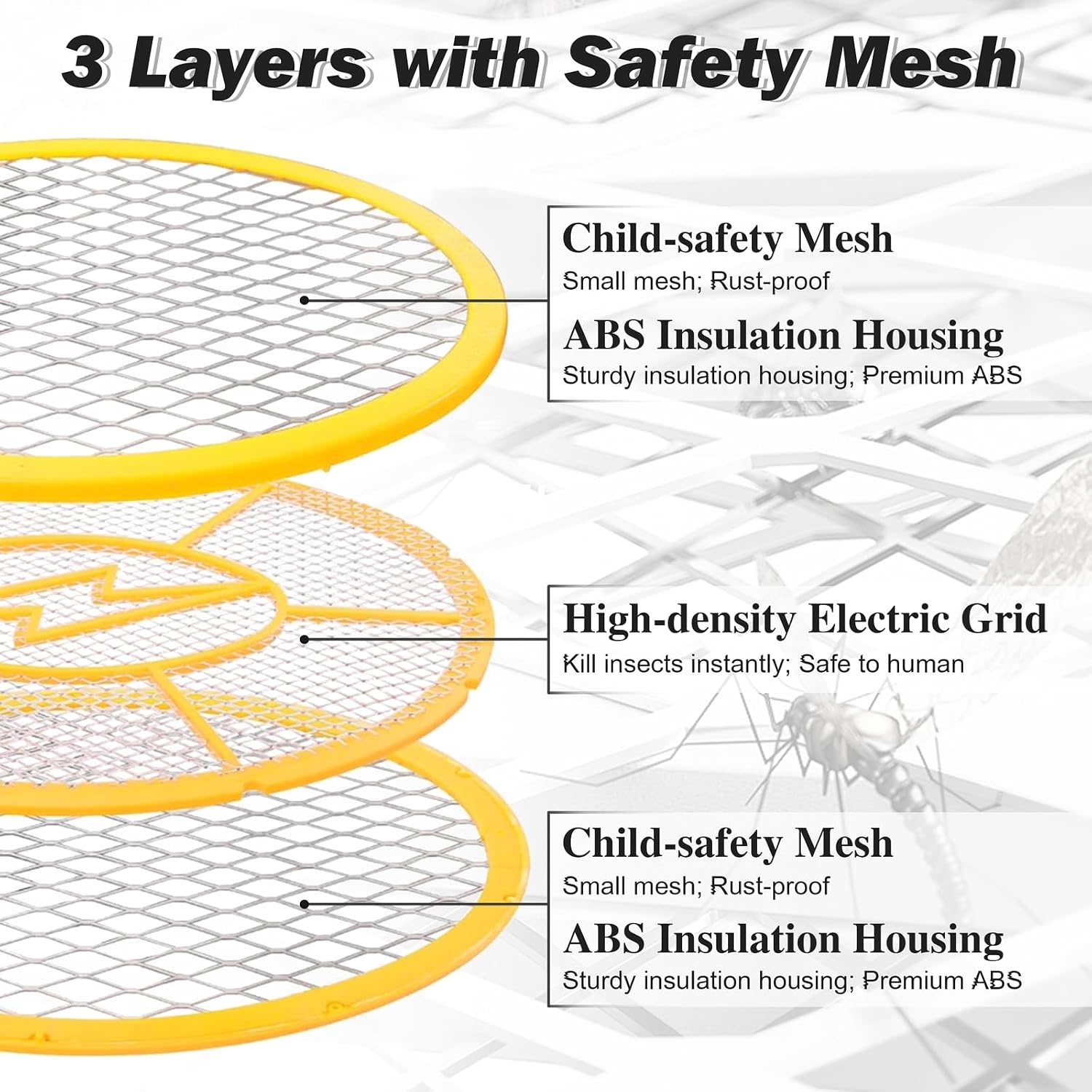 Detalle de GameXcel 2-Pack Electric Fly Swatters with 3-Layer Safety Mesh